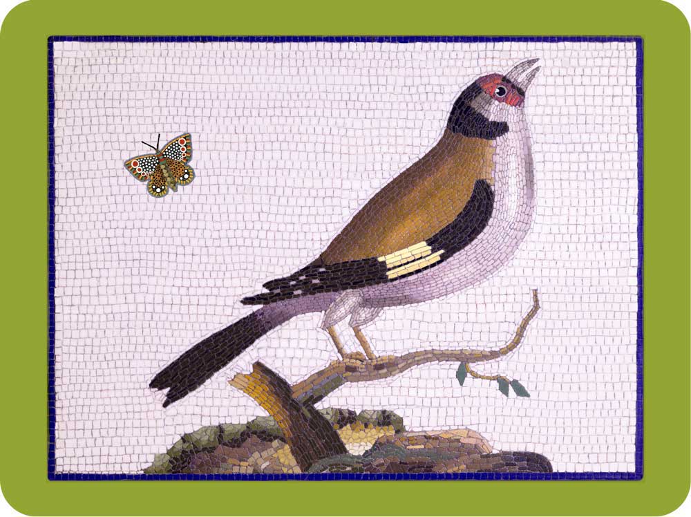 Eighteenth Century micromosaic Chaffinch with a butterfly